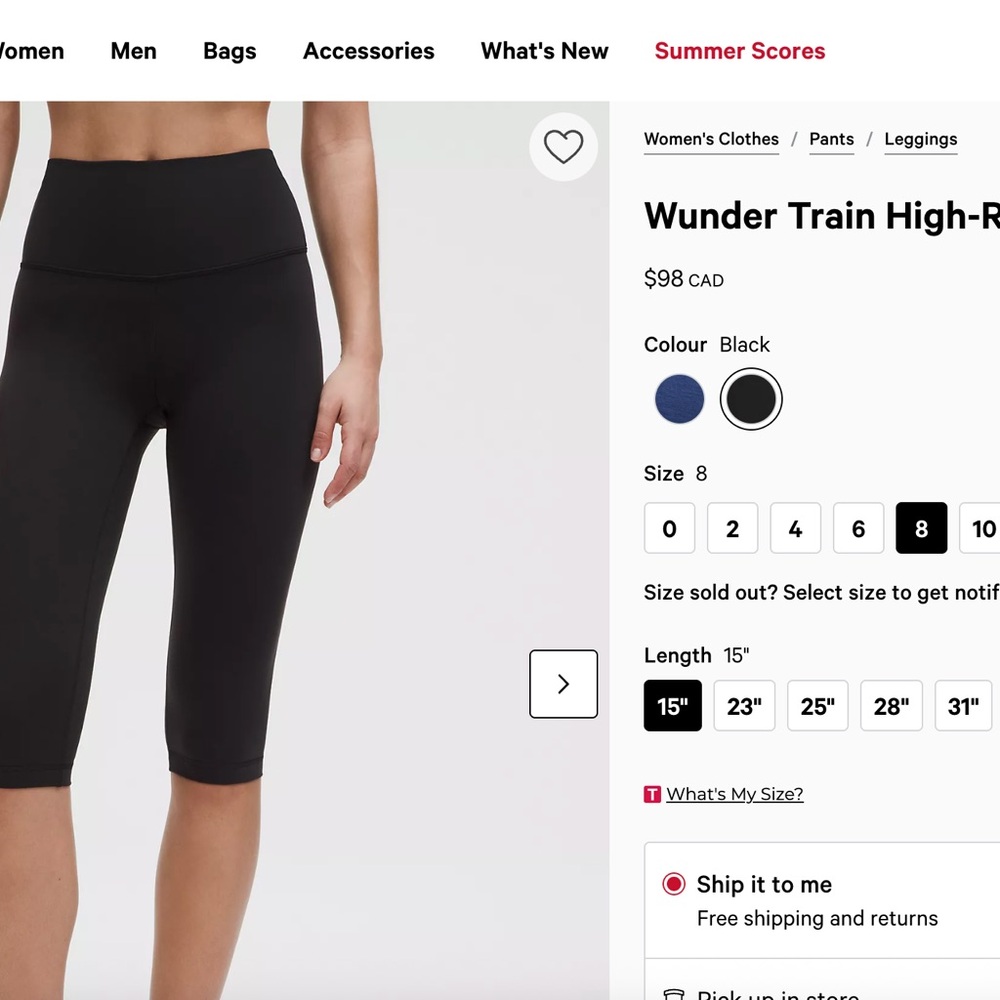 Lululemon Athletica Black Wunder Train HR Crop